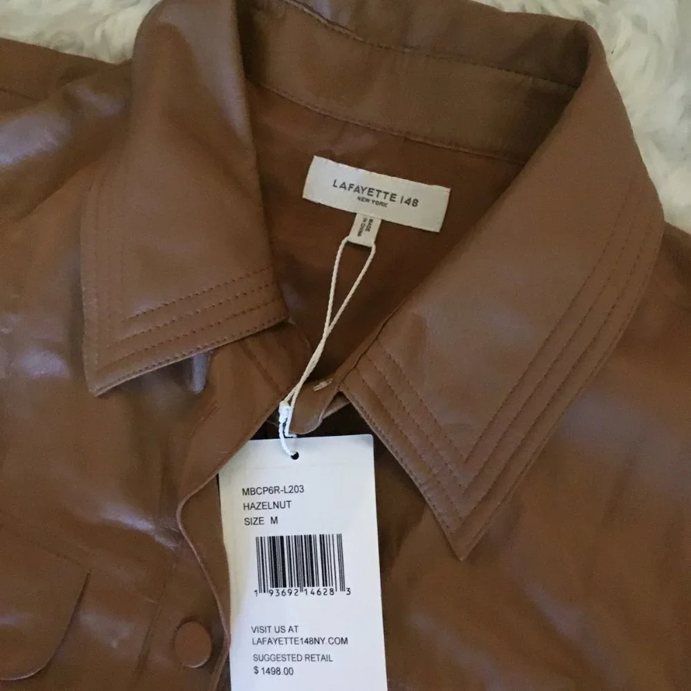Lafayette  148 New York  leather top   size  M brand new oversized $1498.00 - Picture 2 of 3